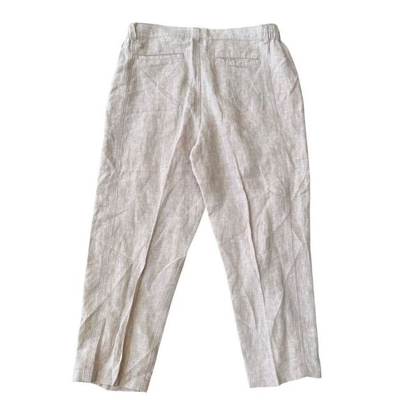 Jones New York 100% linen cropped pants elastic waist size L - Picture 2 of 6
